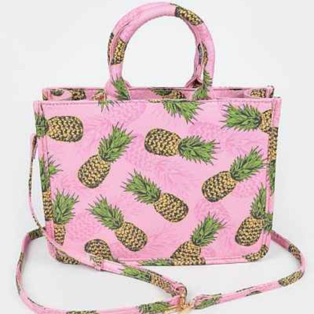 Pineapple Mini Tote/ Crossbody Bag / Pink /Green & Yellow - NWT